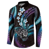 Hawaii Shaka Sign Button Sweatshirt Fantastic Frangipani Amethyst Gradient