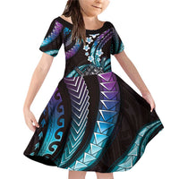 Hawaii Shaka Sign Family Matching Off Shoulder Short Dress and Hawaiian Shirt Fantastic Frangipani Amethyst Gradient