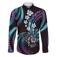 Hawaii Shaka Sign Family Matching Summer Maxi Dress and Hawaiian Shirt Fantastic Frangipani Amethyst Gradient