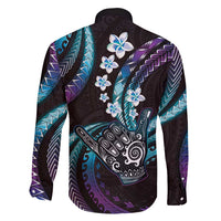 Hawaii Shaka Sign Family Matching Summer Maxi Dress and Hawaiian Shirt Fantastic Frangipani Amethyst Gradient