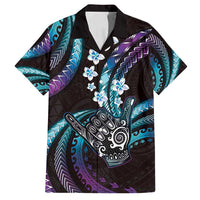 Hawaii Shaka Sign Family Matching Tank Maxi Dress and Hawaiian Shirt Fantastic Frangipani Amethyst Gradient