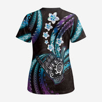 Hawaii Shaka Sign Scrub Top Fantastic Frangipani Amethyst Gradient - Polynesian Pride