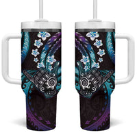 Hawaii Shaka Sign Tumbler With Handle Fantastic Frangipani Amethyst Gradient