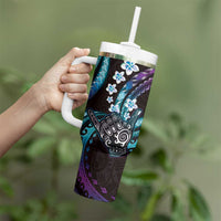 Hawaii Shaka Sign Tumbler With Handle Fantastic Frangipani Amethyst Gradient