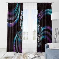 Hawaii Shaka Sign Window Curtain Fantastic Frangipani Amethyst Gradient