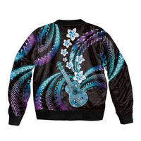 Hawaiian Ukulele Bomber Jacket Amethyst Gradient Fantastic Plumeria