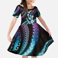 Hawaiian Ukulele Family Matching Long Sleeve Bodycon Dress and Hawaiian Shirt Amethyst Gradient Fantastic Plumeria