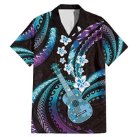 Hawaiian Ukulele Family Matching Mermaid Dress and Hawaiian Shirt Amethyst Gradient Fantastic Plumeria
