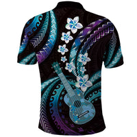 Hawaiian Ukulele Polo Shirt Amethyst Gradient Fantastic Plumeria