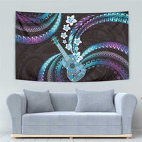 Hawaiian Ukulele Tapestry Amethyst Gradient Fantastic Plumeria