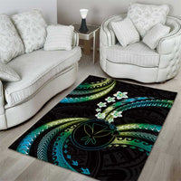 Hawaii Map Kanaka Maoli Area Rug Fantastic Frangipani Chartreuse Cyan