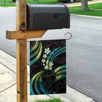 Hawaii Map Kanaka Maoli Garden Flag Fantastic Frangipani Chartreuse Cyan