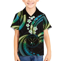 Hawaii Map Kanaka Maoli Kid Hawaiian Shirt Fantastic Frangipani Chartreuse Cyan