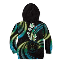 Hawaii Map Kanaka Maoli Kid Hoodie Fantastic Frangipani Chartreuse Cyan
