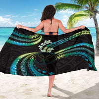 Hawaii Map Kanaka Maoli Sarong Fantastic Frangipani Chartreuse Cyan