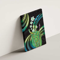 Hawaii King Kamehameha Canvas Wall Art Fantastic Plumeria Chartreuse Cyan