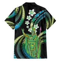 Hawaii King Kamehameha Hawaiian Shirt Fantastic Plumeria Chartreuse Cyan