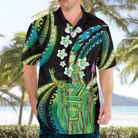 Hawaii King Kamehameha Hawaiian Shirt Fantastic Plumeria Chartreuse Cyan