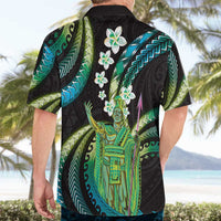 Hawaii King Kamehameha Hawaiian Shirt Fantastic Plumeria Chartreuse Cyan
