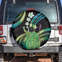 Hawaii King Kamehameha Spare Tire Cover Fantastic Plumeria Chartreuse Cyan