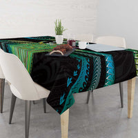 Hawaii King Kamehameha Tablecloth Fantastic Plumeria Chartreuse Cyan