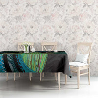 Hawaii King Kamehameha Tablecloth Fantastic Plumeria Chartreuse Cyan