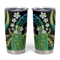 Hawaii King Kamehameha Tumbler Cup Fantastic Plumeria Chartreuse Cyan