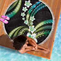 Hawaii Plumeria Beach Blanket Chartreuse Cyan Polynesian Pattern