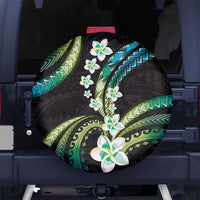 Hawaii Plumeria Spare Tire Cover Chartreuse Cyan Polynesian Pattern