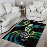 Hawaii Shaka Sign Area Rug Fantastic Frangipani Chartreuse Cyan