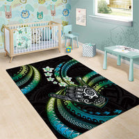 Hawaii Shaka Sign Area Rug Fantastic Frangipani Chartreuse Cyan