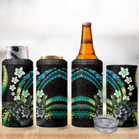 Hawaii Shaka Sign 4 in 1 Can Cooler Tumbler Fantastic Frangipani Chartreuse Cyan