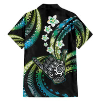 Hawaii Shaka Sign Hawaiian Shirt Fantastic Frangipani Chartreuse Cyan