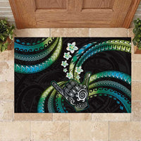 Hawaii Shaka Sign Rubber Doormat Fantastic Frangipani Chartreuse Cyan