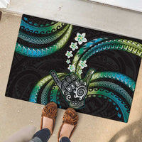 Hawaii Shaka Sign Rubber Doormat Fantastic Frangipani Chartreuse Cyan