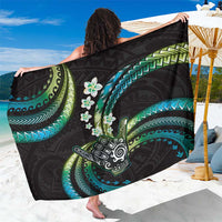 Hawaii Shaka Sign Sarong Fantastic Frangipani Chartreuse Cyan