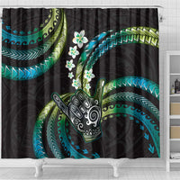 Hawaii Shaka Sign Shower Curtain Fantastic Frangipani Chartreuse Cyan
