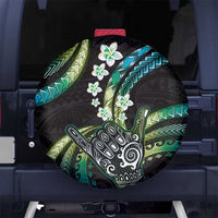 Hawaii Shaka Sign Spare Tire Cover Fantastic Frangipani Chartreuse Cyan