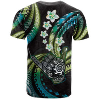 Hawaii Shaka Sign T Shirt Fantastic Frangipani Chartreuse Cyan
