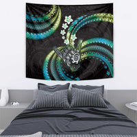 Hawaii Shaka Sign Tapestry Fantastic Frangipani Chartreuse Cyan