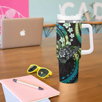 Hawaii Shaka Sign Tumbler With Handle Fantastic Frangipani Chartreuse Cyan