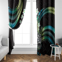 Hawaii Shaka Sign Window Curtain Fantastic Frangipani Chartreuse Cyan