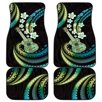Hawaiian Ukulele Car Mats Chartreuse Cyan Fantastic Plumeria