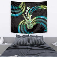 Hawaiian Ukulele Tapestry Chartreuse Cyan Fantastic Plumeria