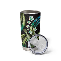 Hawaiian Ukulele Tumbler Cup Chartreuse Cyan Fantastic Plumeria