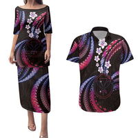 Hawaii Map Kanaka Maoli Couples Matching Puletasi and Hawaiian Shirt Fantastic Frangipani Sweet Dream