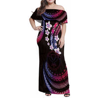 Hawaii Map Kanaka Maoli Family Matching Off Shoulder Maxi Dress and Hawaiian Shirt Fantastic Frangipani Sweet Dream