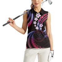 Hawaii Map Kanaka Maoli Women Sleeveless Polo Shirt Fantastic Frangipani Sweet Dream