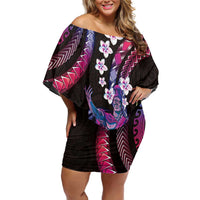 Hawaii King Kamehameha Family Matching Off Shoulder Short Dress and Hawaiian Shirt Fantastic Plumeria Sweet Vibes