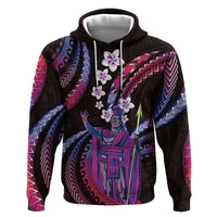 Hawaii King Kamehameha Zip Hoodie Fantastic Plumeria Sweet Vibes